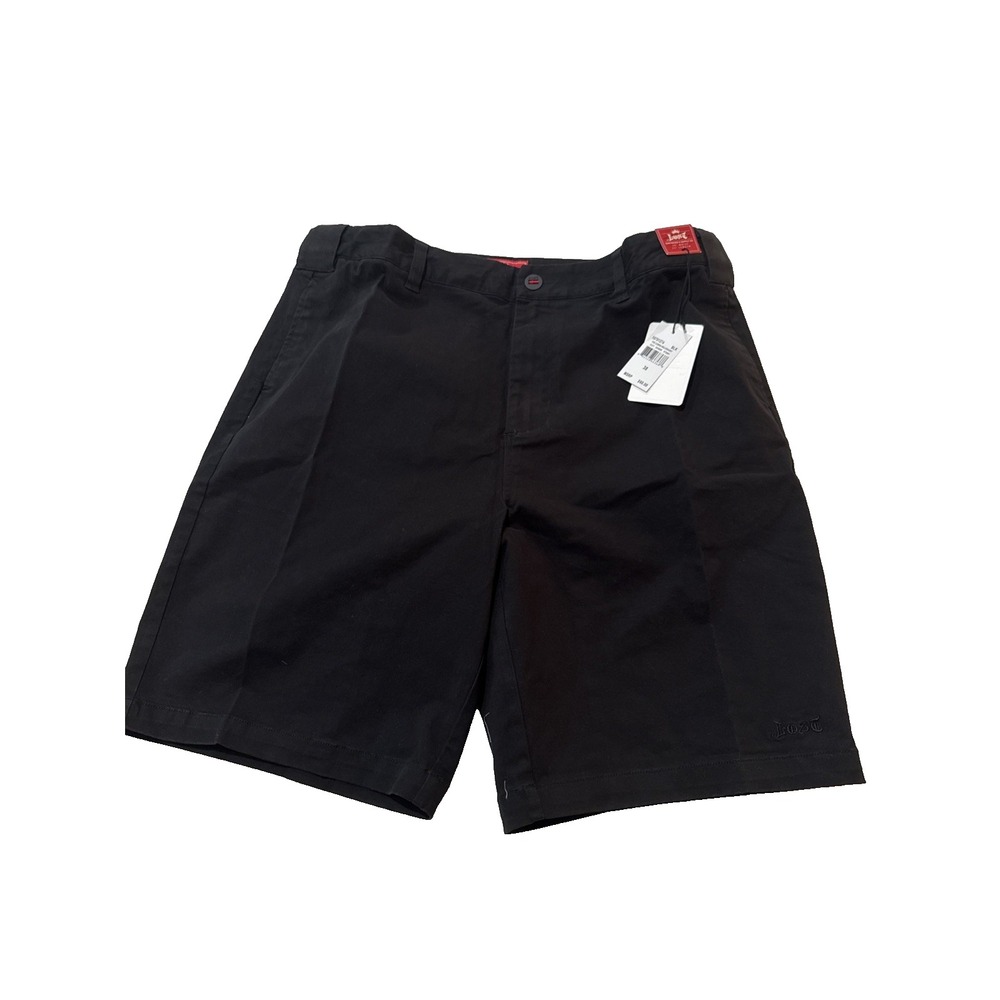 NWT Lost Enterprises Chino Shorts Men's Size 38 Flat Front Black New Surf